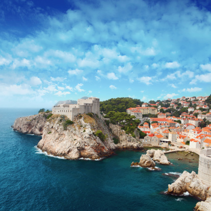 Beautiful  fortress in town on the Adriatic coast. Dubrovnic, Croatia, Europe. 