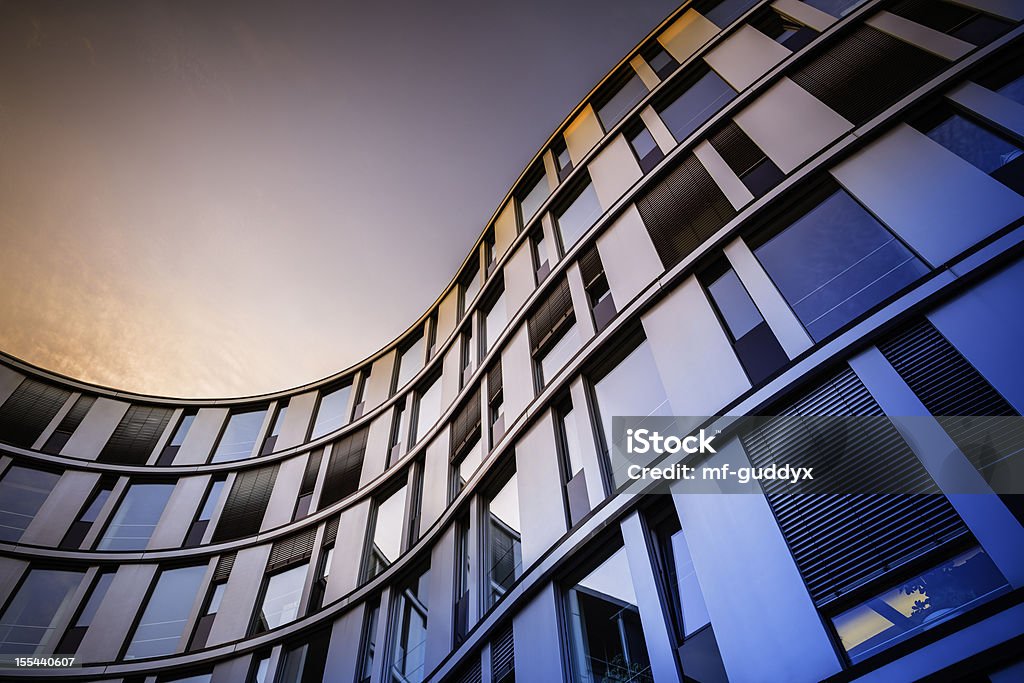 Modern Office Architecture Glass facade of a modern office building in Hamburg, Germany. Building Exterior Stock Photo