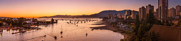 Vancouver Sunset Panorama  beach english bay vancouver skyline stock pictures, royalty-free photos & images