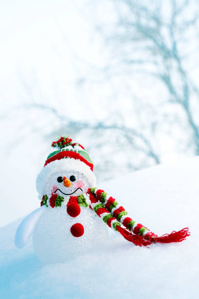 istock Snowman at frozen forest 155440727