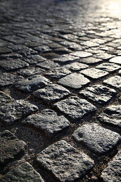 lisboa street - paving stone avenue stone curve fotografías e imágenes de stock