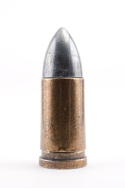 Large caliber 9mm bullet stock photo