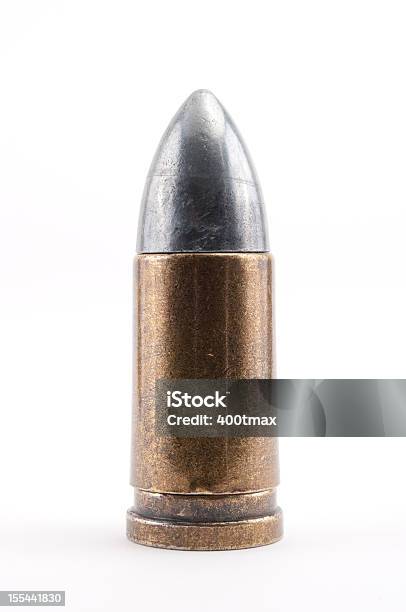 Large Caliber 9mm Bullet Stock Photo - Download Image Now - Bullet, White Background, Ammunition