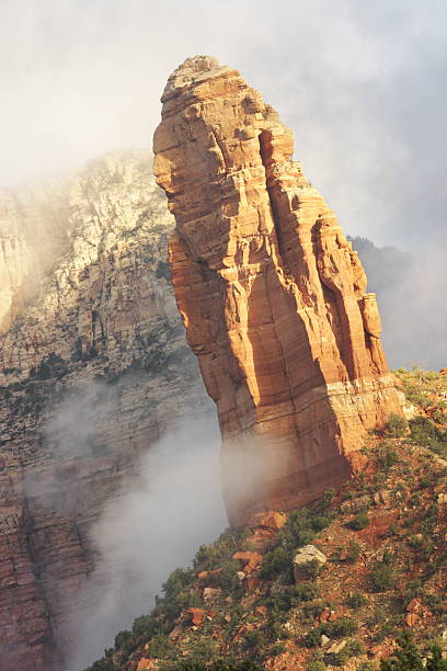 istock Pinnacle Rock Hoodoo Mist Sedona 155442522