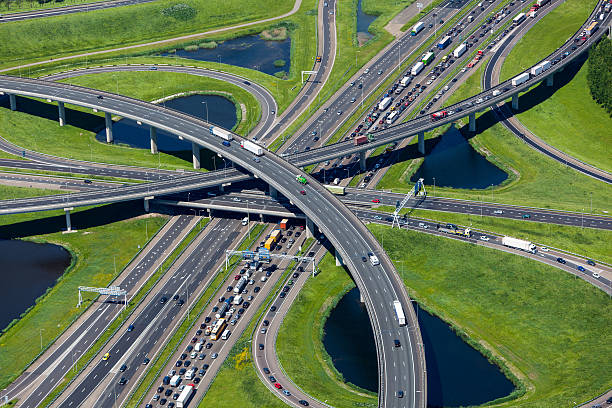 Aerial shot of highway interchange  netherlands aerial stock pictures, royalty-free photos & images
