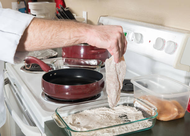 istock Raw Chicken Being Coated in Flour 155442682