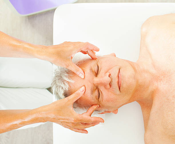 istock Mature Man Enjoy Head Massage. 155442770