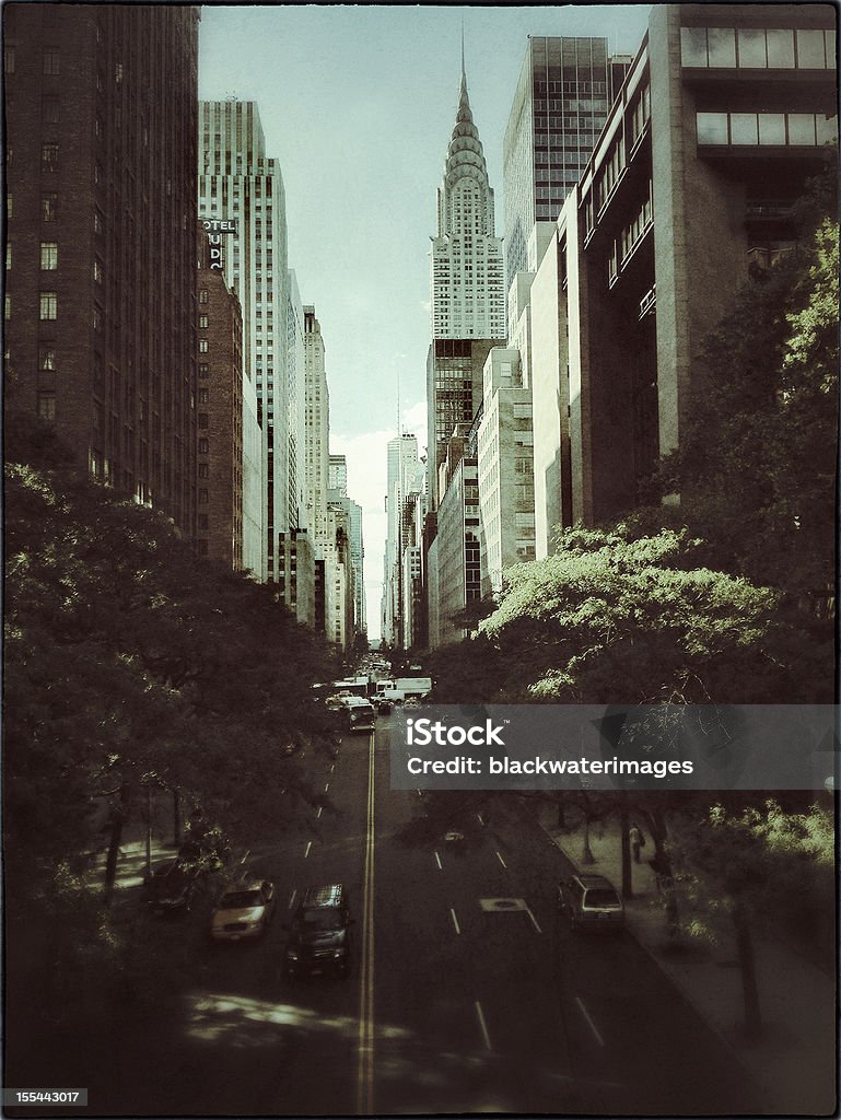 42nd Street Manhattan A view looking west along 42nd street in Manhattan, NYC. This elevated perspective is from  an overpass in Tudor City, adjacent to the United Nations. Tudor Style Stock Photo