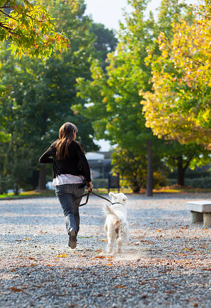 istock Young woman playing with her dog 155443277