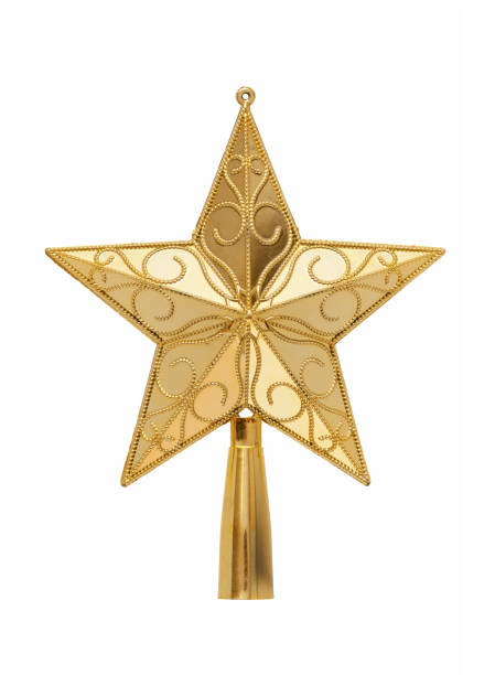 Gold tree topper (Clipping path!) isolated on white background stock photo