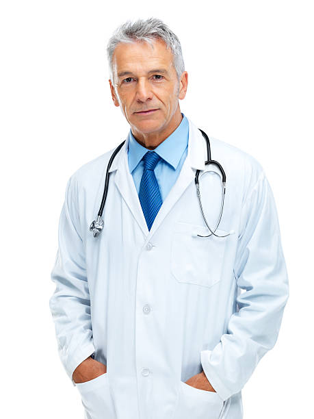 신뢰할 수 있는 의사 - doctor male doctor mature men portrait 뉴스 사진 이미지