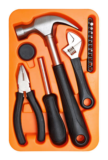 boîte à outils (tracé de détourage !) - hand tool toolbox group of objects work tool photos et images de collection