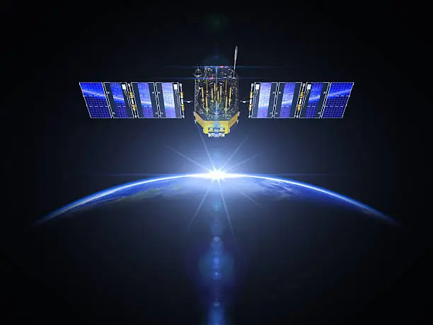Photo of Satellite And Sunrise In Space