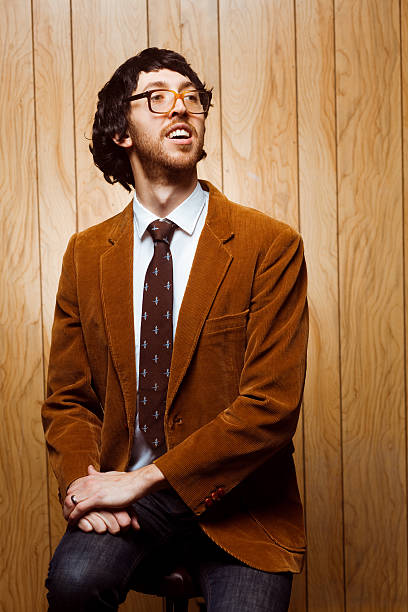 Nerdy College Professor 1970s Portrait Looking Away  fool stock pictures, royalty-free photos & images