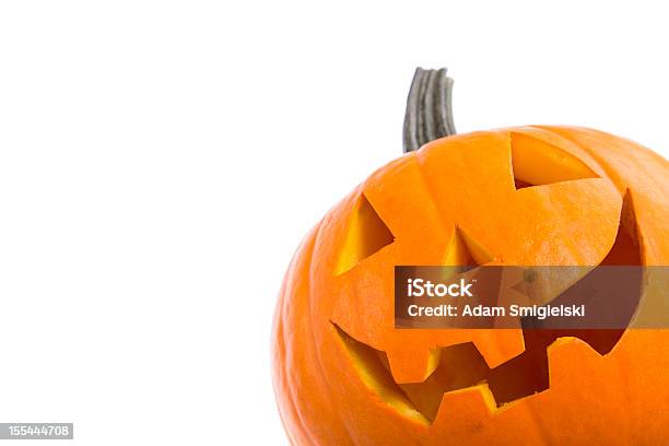 Halloween Pumpkin Jackolantern Stock Photo - Download Image Now - Jack O' Lantern, White Background, Anthropomorphic Smiley Face