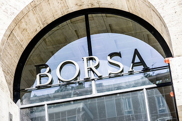 Borsa (Italian Milan Stock Exchange) entrance stock photo