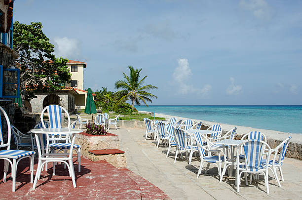 Beach restaurant in Varadero stock photo
