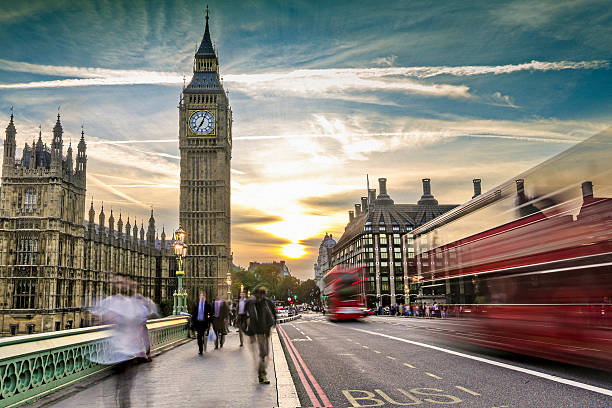 London on the move Sunset in Houses Of Parliament - London london england big ben houses of parliament london international landmark stock pictures, royalty-free photos & images