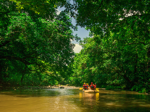 a moment of calm in the river during a rafting adventure in costa rica.