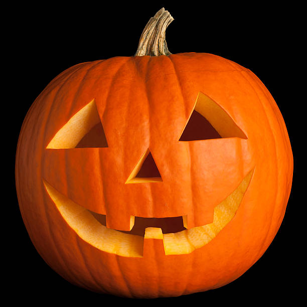 Freshly Carved Jack o' Lantern Pumpkin Isolated On Black