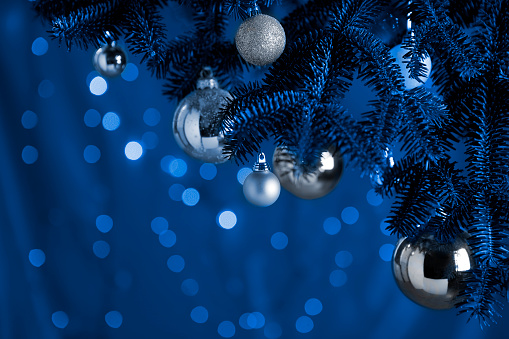 Christmas blue background with copy space