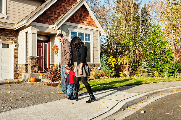 istock Young Family Coming Home From a Walk 155445798
