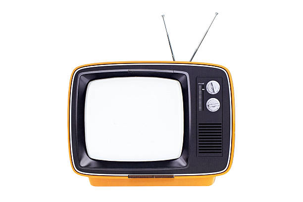 istock Orange vintage tv on white 155445879