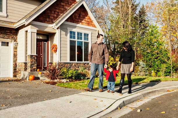 istock Young Family Coming Home From a Walk 155445957