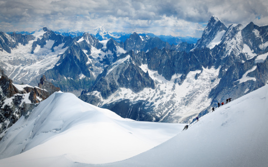 mountain climbers in the Mont Blanc area, European Alps, France