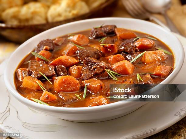 Irish Stew With Biscuits Stock Photo - Download Image Now - Stew, Beef Stew, Veal