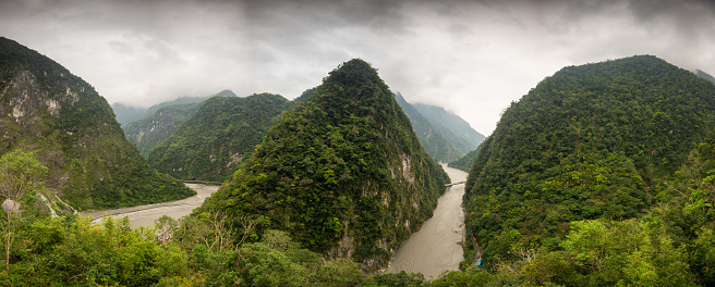 Stunning Taroko Gorge with its deep valleys and tall mountains.
