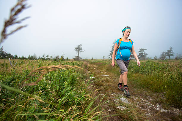 Aktive schwangere Frau Wandern – Foto