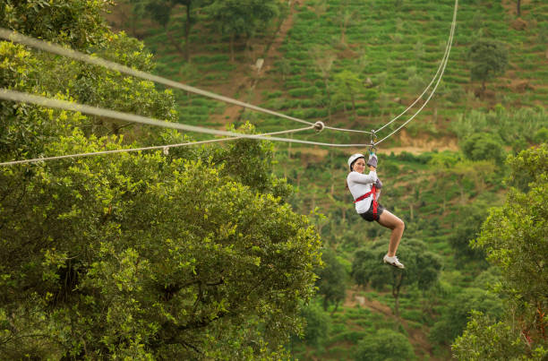 istock woman during a zip-line Tour in Guatemala 155446653