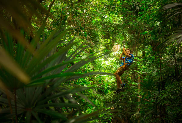 istock kid during a Canopy Tour in Guatemala 155446656