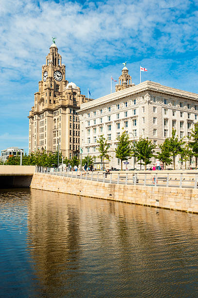 royal liver building, liverpool, angleterre - cunard building photos et images de collection