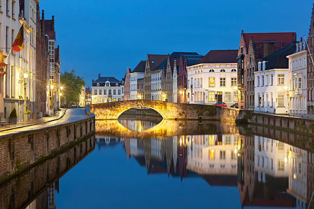 istock Canal Bridge In Bruges At Night 155447049
