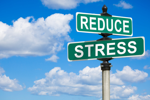 Reduce Stress Street Sign.  This image is useful for any stress-related, or stress reduction related topic.