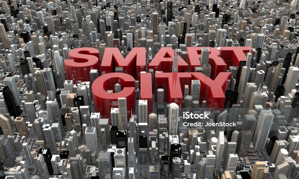 Smart City renderização 3D Top vista - Foto de stock de Cidade royalty-free