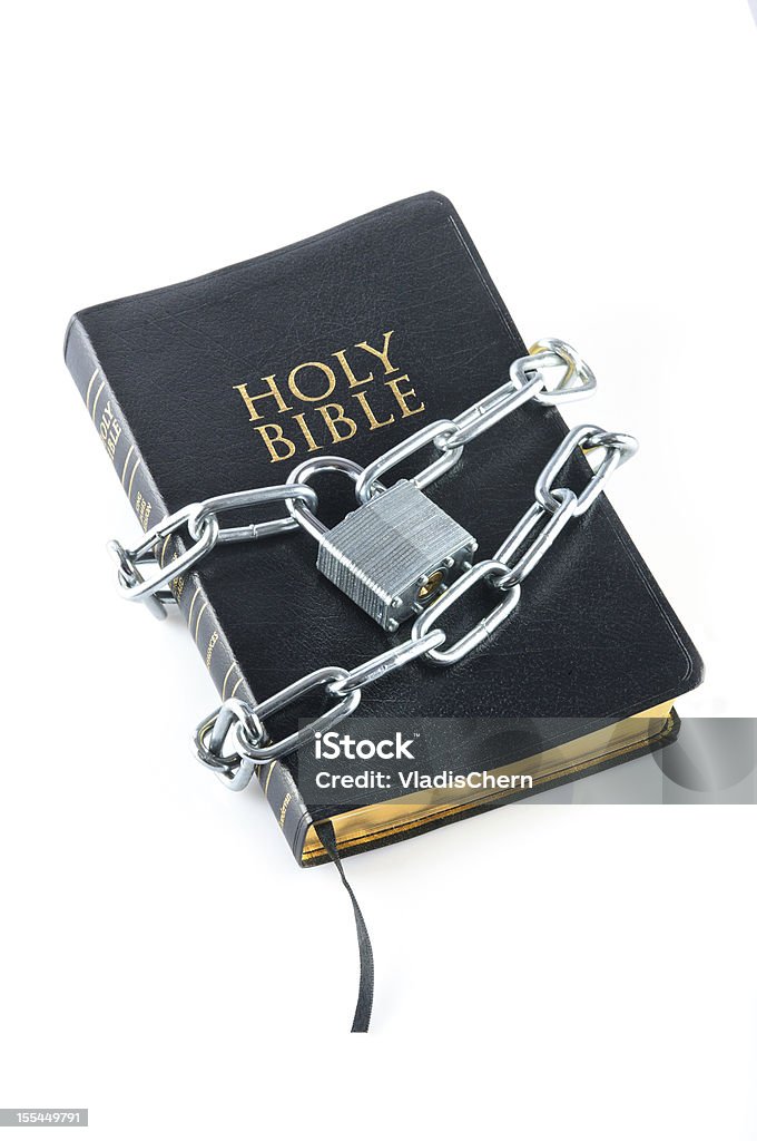 Bible Wrapped With A Silver Chain And Padlock Stock Photo - Download Image  Now - Bible, Forbidden, Harassment - iStock