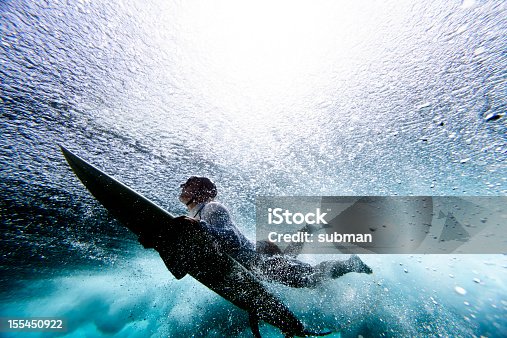 istock Surfer duck diving 155450922