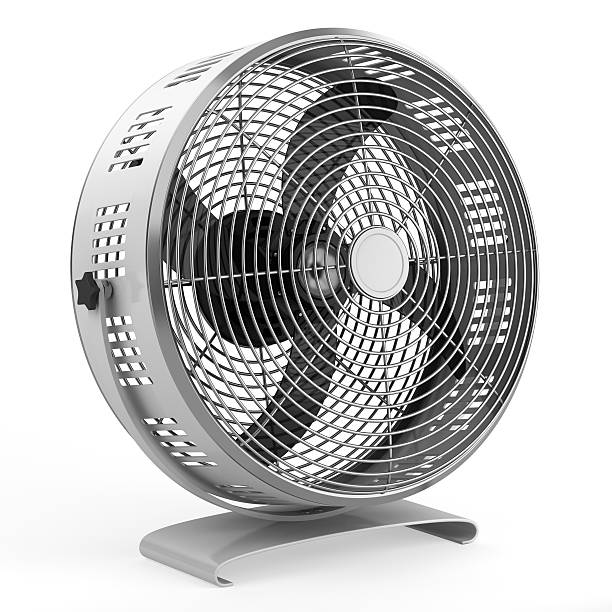 istock modern electric metallic fan isolated on white background 155451132