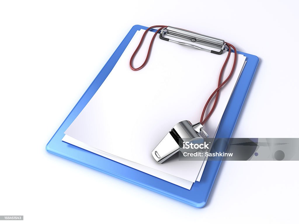 Whistle and Clipboard Whistle and Clipboard isolated on white Clipboard Stock Photo