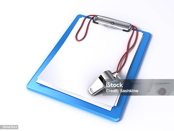 Whistle And Clipboard Stock Photo - Download Image Now - Clipboard, Whistle, Coach