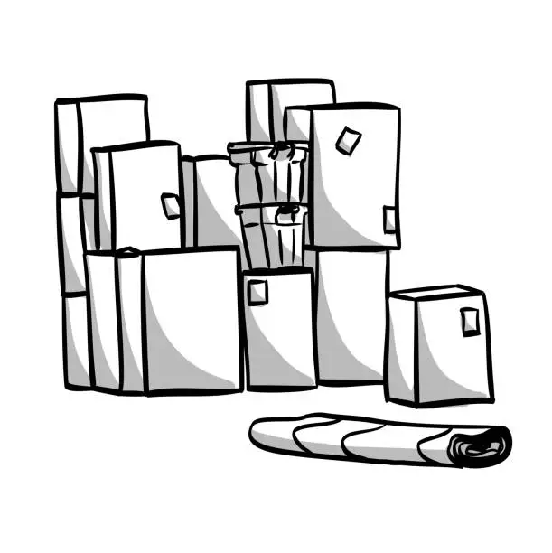 Vector illustration of Moving Boxes Sketch