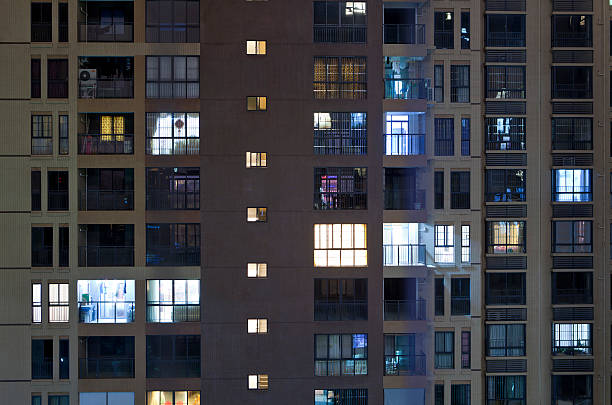 istock night scene of apartment block 155453315