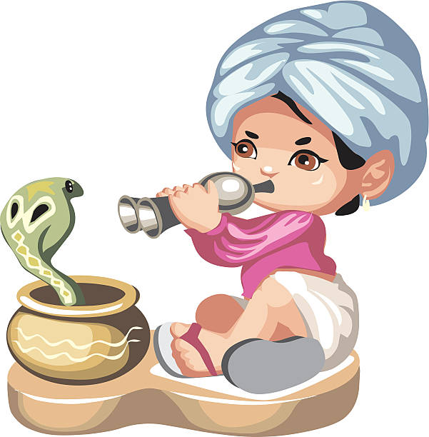 Snake Charmer in Training vector art illustration