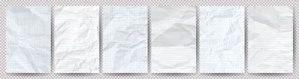 Vector illustration of Big set of white Ñlean crumpled papers