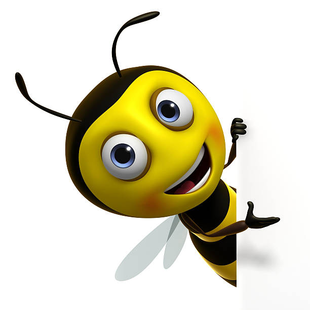 3d cartoon cute bee stock photo