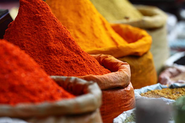 Traditional spices market stock photo