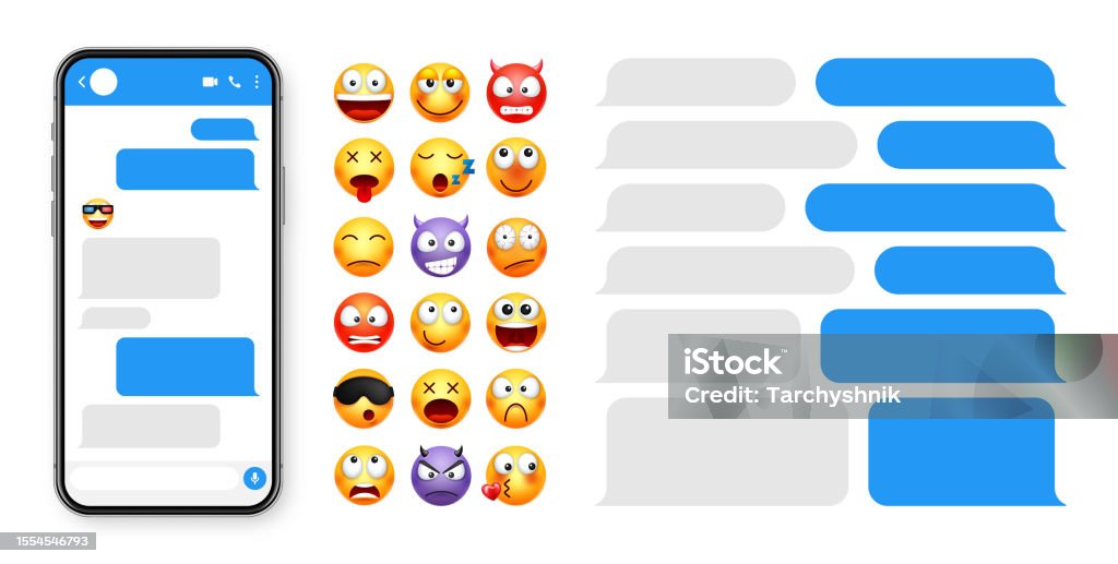 I See Text Smartphone Messaging App User Interface Design With Emoji Sms Text ...